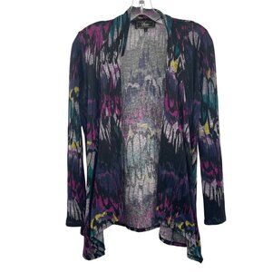 Status Womens Open Front Cardigan Long Sleeve Multicolor Print Size Large